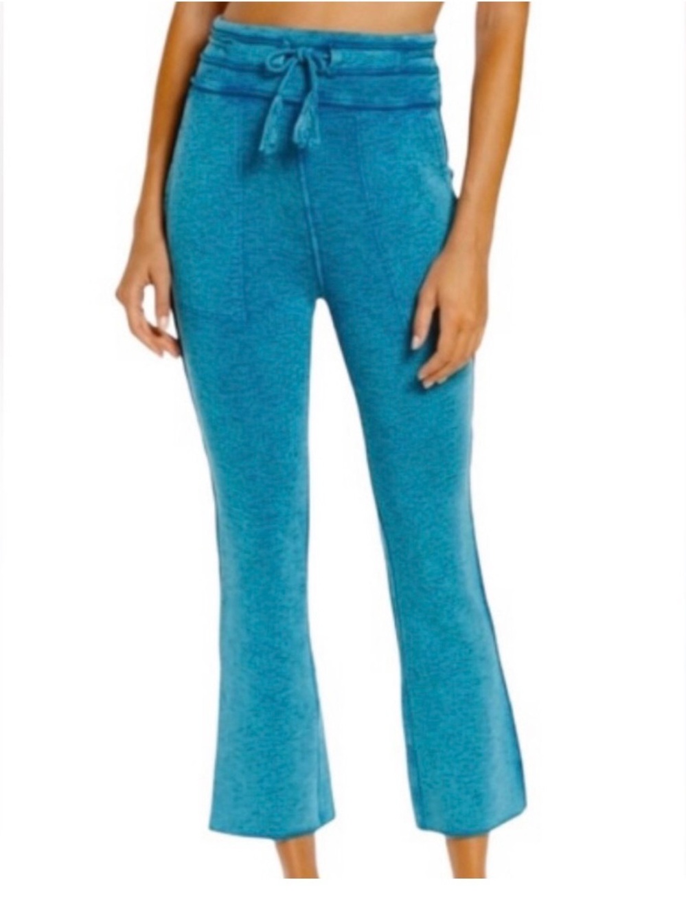 Free People Teal Knit Drawstring Flare Pants